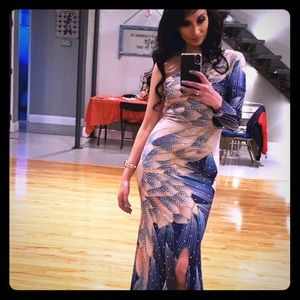 One shoulder floor length gown